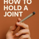 Hand demonstrating a three-point support grip on a lit joint beneath the words “How to Hold a Joint.”