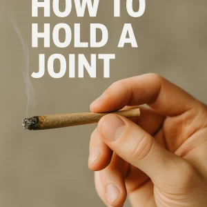 Hand using a relaxed pinch to hold a lit joint with the headline “How to Hold a Joint.”